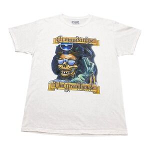 CBX Cannabiotix The Greenhouse White Graphic T Shirt Mens Skull Afro Size Large